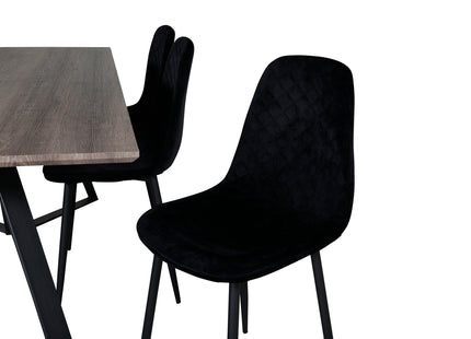 Venture Home Polar & Marina Matstolar 2-pack Svart + Rektangulära Matbord 180 x 90 Nature