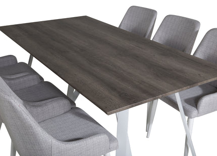 Venture Home Plaza & Marina Matstolar 2-pack Grå + Rektangulära Matbord 180 x 90 Grå