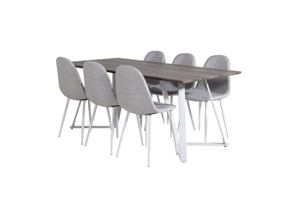Venture Home Polar & Marina Matstolar 2-pack Grå + Rektangulära Matbord 180 x 90 Grå