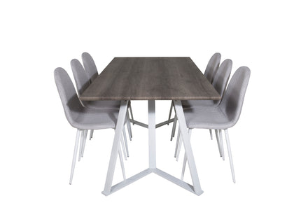 Venture Home Polar & Marina Matstolar 2-pack Grå + Rektangulära Matbord 180 x 90 Grå