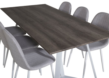 Venture Home Polar & Marina Matstolar 2-pack Grå + Rektangulära Matbord 180 x 90 Grå