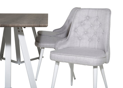 Venture Home Marina & Velvet Deluxe Rektangulära Matbord 180 x 90 Grå + Matstolar 2-pack Ljusgrå