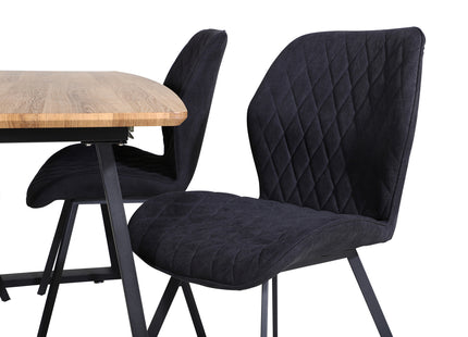 Venture Home Gemma & Inca Matstolar 2-pack Svart + Rektangulära Matbord 160 x 85 Valnöt