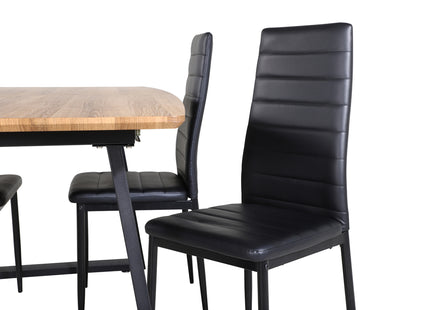 Venture Home Slim & Inca Matstolar 2-pack Svart + Rektangulära Matbord 160 x 85 Valnöt