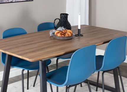 Venture Home Arctic & Inca Matstolar 2-pack Blå + Rektangulära Matbord 160 x 85 Valnöt