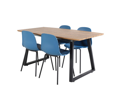 Venture Home Arctic & Inca Matstolar 2-pack Blå + Rektangulära Matbord 160 x 85 Valnöt