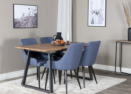 Venture Home Plaza & Inca Matstolar 2-pack Blå + Rektangulära Matbord 160 x 85 Valnöt