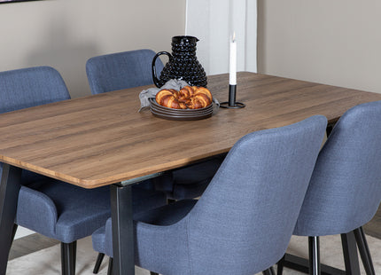 Venture Home Plaza & Inca Matstolar 2-pack Blå + Rektangulära Matbord 160 x 85 Valnöt