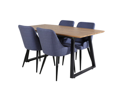 Venture Home Plaza & Inca Matstolar 2-pack Blå + Rektangulära Matbord 160 x 85 Valnöt