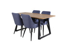 Venture Home Plaza & Inca Matstolar 2-pack Blå + Rektangulära Matbord 160 x 85 Valnöt