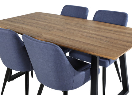 Venture Home Plaza & Inca Matstolar 2-pack Blå + Rektangulära Matbord 160 x 85 Valnöt