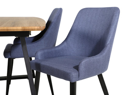 Venture Home Plaza & Inca Matstolar 2-pack Blå + Rektangulära Matbord 160 x 85 Valnöt