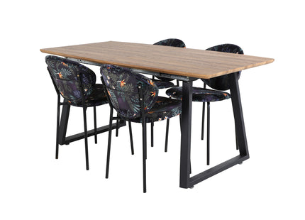 Venture Home Vault & Inca Matstolar 2-pack Svart + Rektangulära Matbord 160 x 85 Valnöt