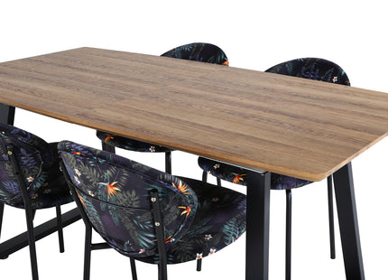 Venture Home Vault & Inca Matstolar 2-pack Svart + Rektangulära Matbord 160 x 85 Valnöt