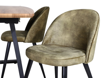 Venture Home Velvet & Inca Matstolar 2-pack Grön + Rektangulära Matbord 160 x 85 Valnöt