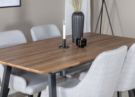 Venture Home Plaza & Inca Matstolar 2-pack Grå + Rektangulära Matbord 160 x 85 Valnöt