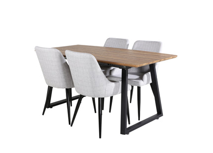 Venture Home Plaza & Inca Matstolar 2-pack Grå + Rektangulära Matbord 160 x 85 Valnöt