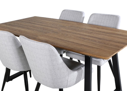 Venture Home Plaza & Inca Matstolar 2-pack Grå + Rektangulära Matbord 160 x 85 Valnöt