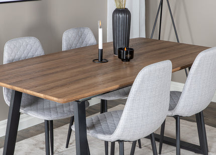 Venture Home Polar & Inca Matstolar 2-pack Grå + Rektangulära Matbord 160 x 85 Valnöt