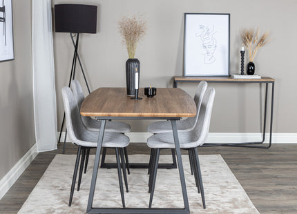 Venture Home Polar & Inca Matstolar 2-pack Grå + Rektangulära Matbord 160 x 85 Valnöt