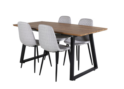 Venture Home Polar & Inca Matstolar 2-pack Grå + Rektangulära Matbord 160 x 85 Valnöt