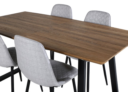 Venture Home Polar & Inca Matstolar 2-pack Grå + Rektangulära Matbord 160 x 85 Valnöt
