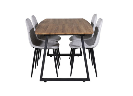 Venture Home Polar & Inca Matstolar 2-pack Grå + Rektangulära Matbord 160 x 85 Valnöt