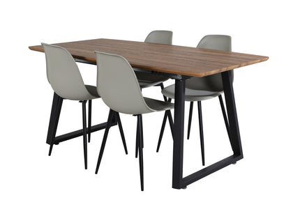 Venture Home Polar & Inca Matstolar 2-pack Grå + Rektangulära Matbord 160 x 85 Valnöt