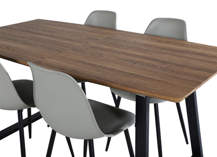 Venture Home Polar & Inca Matstolar 2-pack Grå + Rektangulära Matbord 160 x 85 Valnöt