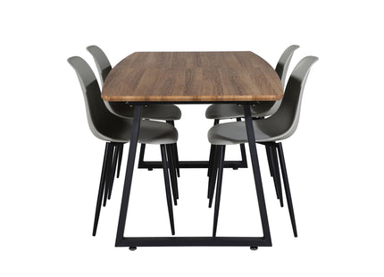 Venture Home Polar & Inca Matstolar 2-pack Grå + Rektangulära Matbord 160 x 85 Valnöt