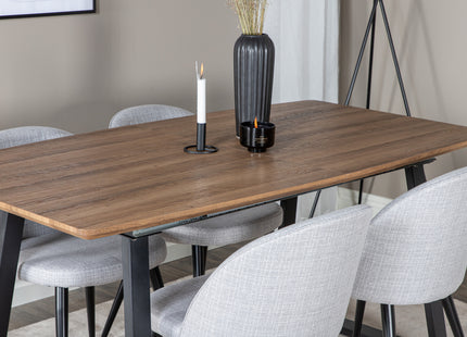Venture Home Velvet & Inca Matstolar 2-pack Grå + Rektangulära Matbord 160 x 85 Valnöt
