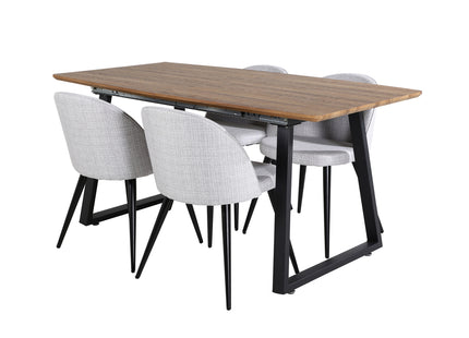 Venture Home Velvet & Inca Matstolar 2-pack Grå + Rektangulära Matbord 160 x 85 Valnöt