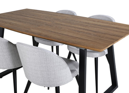 Venture Home Velvet & Inca Matstolar 2-pack Grå + Rektangulära Matbord 160 x 85 Valnöt