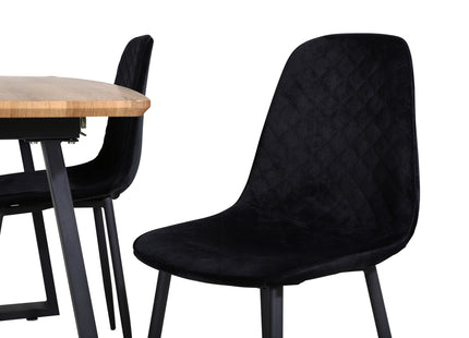 Venture Home Polar & Inca Matstolar 2-pack Svart + Rektangulära Matbord 160 x 85 Valnöt