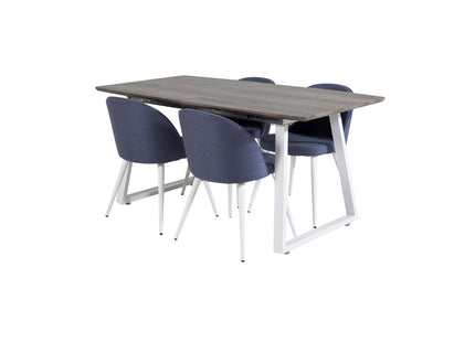 Venture Home Velvet & Inca Matstolar 2-pack Blå + Rektangulära Matbord 160 x 85 Nature