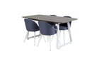 Venture Home Velvet & Inca Matstolar 2-pack Blå + Rektangulära Matbord 160 x 85 Nature