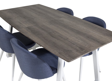 Venture Home Velvet & Inca Matstolar 2-pack Blå + Rektangulära Matbord 160 x 85 Nature