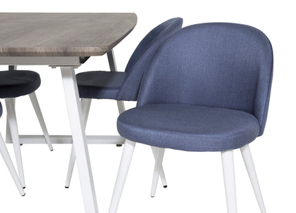 Venture Home Velvet & Inca Matstolar 2-pack Blå + Rektangulära Matbord 160 x 85 Nature