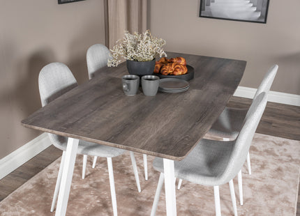 Venture Home Polar & Inca Matstolar 2-pack Grå + Rektangulära Matbord 160 x 85 Nature