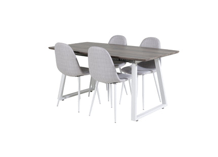 Venture Home Polar & Inca Matstolar 2-pack Grå + Rektangulära Matbord 160 x 85 Nature