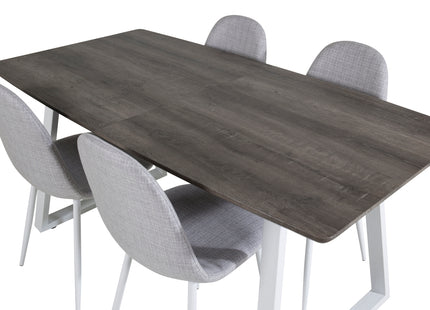 Venture Home Polar & Inca Matstolar 2-pack Grå + Rektangulära Matbord 160 x 85 Nature