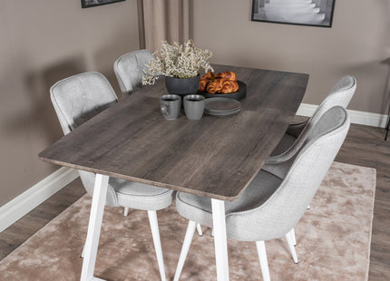 Venture Home Inca & Velvet Deluxe Rektangulära Matbord 160 x 85 Nature + Matstolar 2-pack Ljusgrå