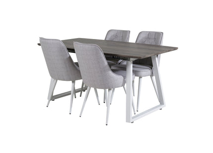 Venture Home Inca & Velvet Deluxe Rektangulära Matbord 160 x 85 Nature + Matstolar 2-pack Ljusgrå