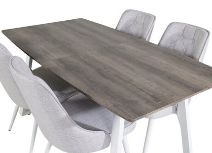 Venture Home Inca & Velvet Deluxe Rektangulära Matbord 160 x 85 Nature + Matstolar 2-pack Ljusgrå