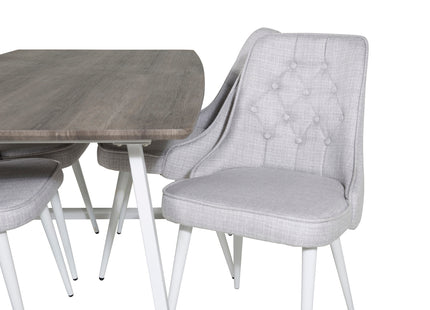 Venture Home Inca & Velvet Deluxe Rektangulära Matbord 160 x 85 Nature + Matstolar 2-pack Ljusgrå