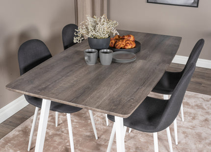 Venture Home Polar & Inca Matstolar 2-pack Svart + Rektangulära Matbord 160 x 85 Nature