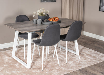 Venture Home Polar & Inca Matstolar 2-pack Svart + Rektangulära Matbord 160 x 85 Nature