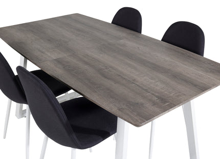 Venture Home Polar & Inca Matstolar 2-pack Svart + Rektangulära Matbord 160 x 85 Nature