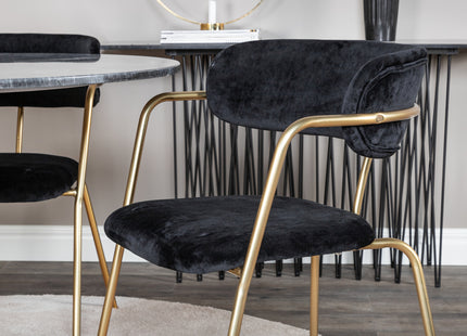 Venture Home Arrow & Estelle Matstolar 2-pack Svart + Runda Matbord ⌀106 Mörkgrå
