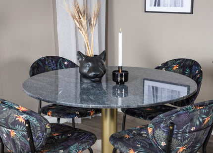 Venture Home Vault & Estelle Matstolar 2-pack Svart + Runda Matbord ⌀106 Mörkgrå